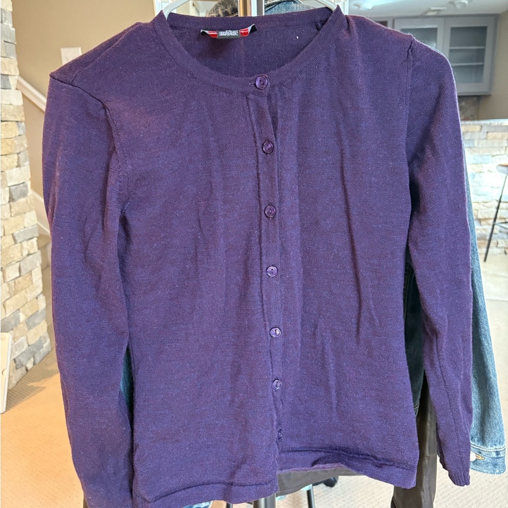 Kirkland Signature Purple Knit Button Up Cardigan